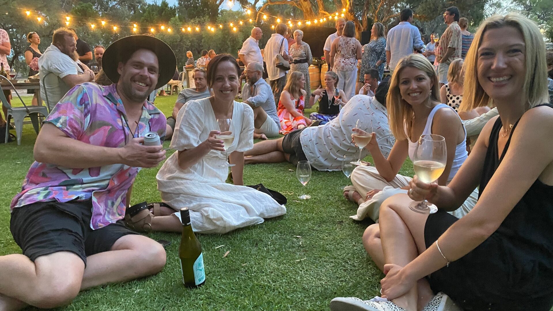 Guests enjoying an evening on the lawn at Whistler Wines